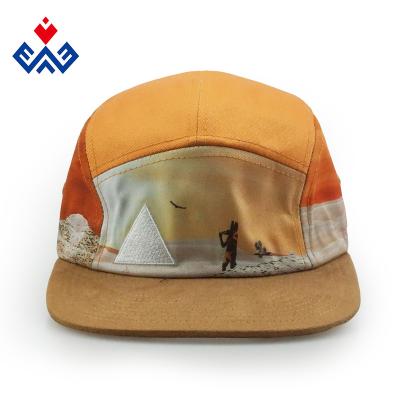 China Custom 5 JOINT Panel Suede Bill Sublimation Printing Unstructured Hats for sale