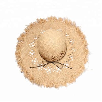 China Foldable Beach Straw Hat Straw Hat Wide Brim Hat Raffia Female Character for sale