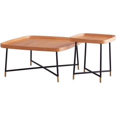 China Coffee Table Furniture Nordic Beech Tea Table Solid Wood Legs And Metal Feet for sale