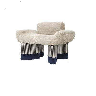 China Modern Minimalist Lamb Wool Design Leisure Solid Wood Chair For Home Furniture Hotel Living Room Lounging Chair for sale