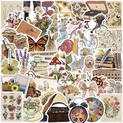 China Easy 50PCS premium vintage handbook decoration mobile phone laptop guitar trunk waterproof cup sticker for sale