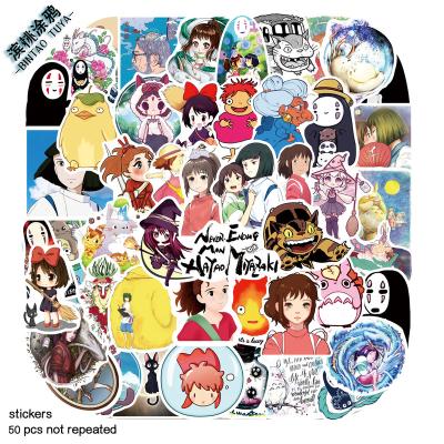 China Cartoon Sticker 54PCS Miyazaki Hayao Totoro Chiyo Chihiro Anime Collection Doodle Kids Removable Stickers for sale