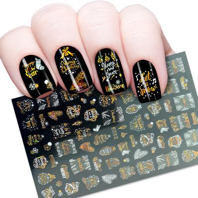 China Convenient Christmas manicure sticker three-dimensional relief cute cartoon Christmas snowflake white elk decoration for sale