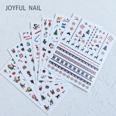 China Convenient Christmas manicure sticker three-dimensional relief cute cartoon Christmas snowflake white elk decoration for sale