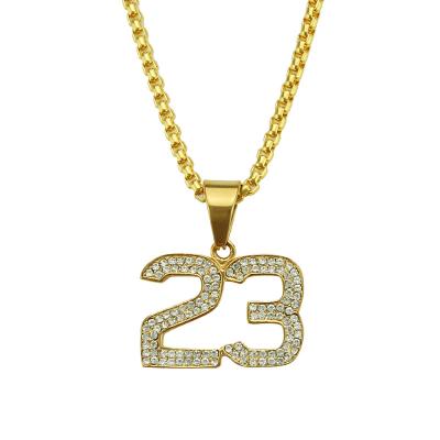 China FASHIONABLE Hiphop 23 Cuba Pendant Necklace High Quality Chain Necklace For Hiphop With 23 Pendant for sale