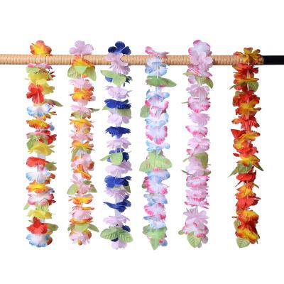 China Polynesian Dance Beach Holiday Multicolor Hawaiian Flower Tropical Lei Necklace Garland Gift Garland Garland For Party Supply for sale