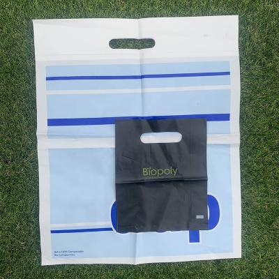 China American Style Eco Biopoly Compostable Die Cut Jewelry Clothing Packaging Handle Biodegradable Shopping Bag for sale