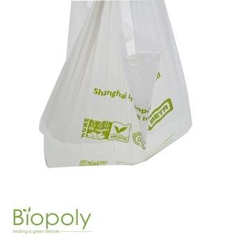 China American Style 100% Biopoly Biodegradable Grocery Bag T-shirt Compostable Bag For Outlet for sale