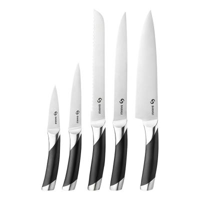 China Minimalist Stainless Steel 8pcs ABS Handle Block Kitchen Knife Wooden Knives Set for sale