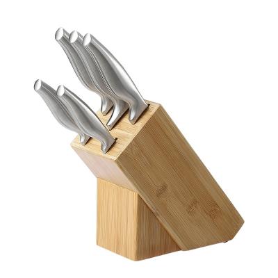 China 6pcs Minimalist Stainless Steel Kitchen Knife Block Set With Gift Kitchen Cooking Knife Set for sale