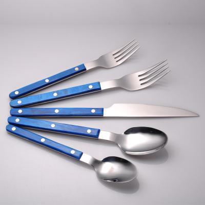 China Sustainable Stainless Steel Cutlery Set 5 Piece Set Acrylic Handle Exquisite Design Dinnerware for sale