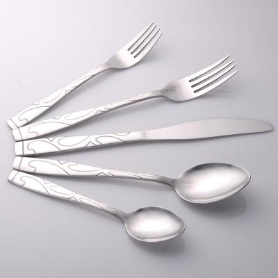 China Viable Factory Stock Model 410 Stainless Steel Cutlery Set Dessert Dinner Knife Fork Spoon and Tea Spoon for sale