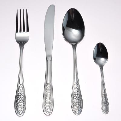 China Sustainable Flatware Stainless Steel Flatware Set Laser Etched Silver Stainless Steel Flatware Flatware Sets for sale