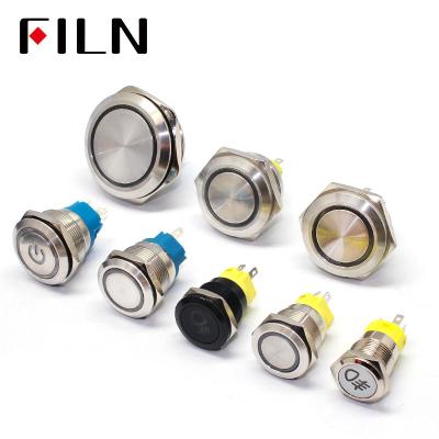 China 12mm CE Illuminated 3V Auto Push Button and Timer Latch Led Switch Stainless Steel ip68 Waterproof Blue Yellow Red Button Switch for sale