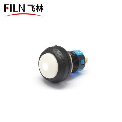 China 1NO 12mm 3V Dot Red LED Momentary Pins 1NO 4 Latching Plastic Round Mini Metal Push Button Switch for sale