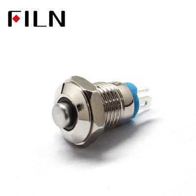 China FILN Yueqing 8mm residential brass momentary 3v red green blue led metal high flat push button switch for sale