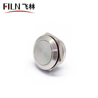 China 1NO FILN 19mm Flat Key 1NO Doorbell Stainless Steel Momentary Push Button Switch Non Led Light for sale