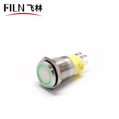 China Industrial Control FILN 16MM 12v 220v Metal Push Button Switch Power Supply Electrical Waterproof Switch With Metal Button for sale