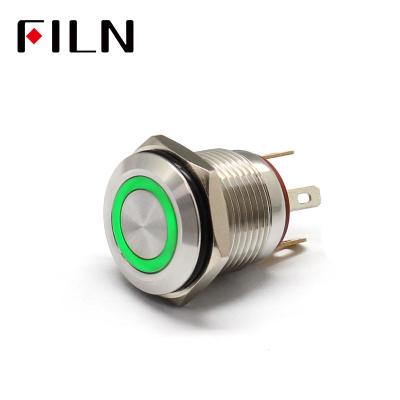 China Residential FILN 16MM Waterproof PUSH ON Pin Feet METAL Push Button Machine Switch for sale