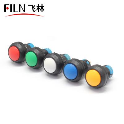 China Hot Selling 12mm 1NO Yueqing FILN Red Button Round 1No Plastic Momentary Type Push Button Switch for sale