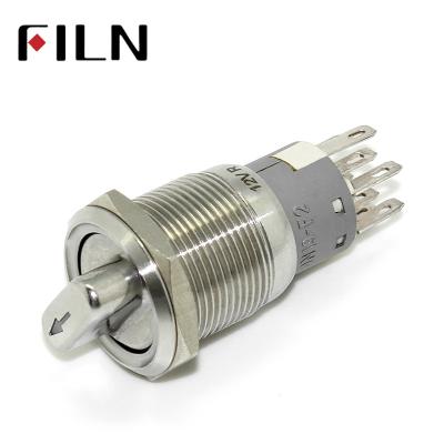 China 1NO FILN 19mm 2 Position 12v Brass Red Yellow Blue Led Rotary Switch With Indicator for sale