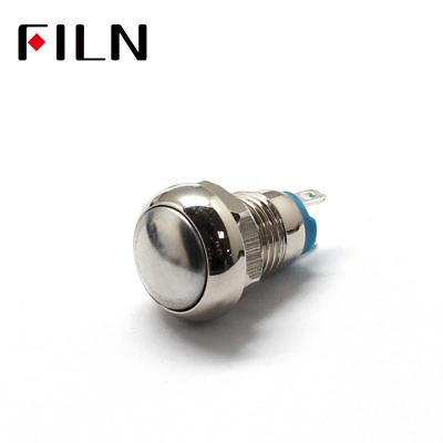 China FILN 2A/250V Metal Push Button Switch 8mm Resettable Car Power Button Residential Momentary Waterproof Switch for sale