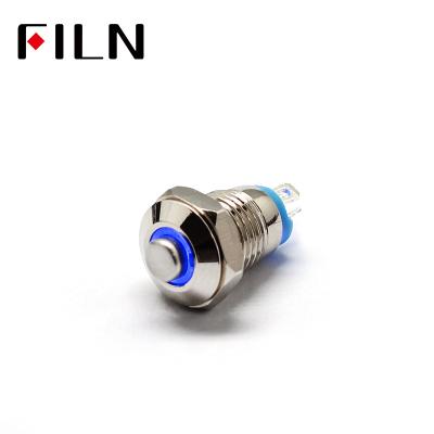 China Residential 8MM Illuminated Waterproof High Head Momentary Push Button Switch with LED 3V 1.8V for sale