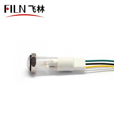 China Flat head FILN new 8MM 3V 6V red and green 12V double color IP67 indudtry machine signal screw thread indicator light for sale