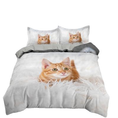 China Nondisposable Super Cute Kitten Animal Printed Covers Single Double King Queen Size 3d Bedspread Set for sale