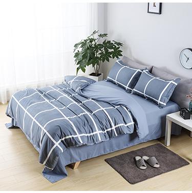 China RUIKASI RKSB-0381 100% Cotton Bed Set Sheet Bedding Set Nondisposable Blue Duvet Cover Set 100% Cotton for sale