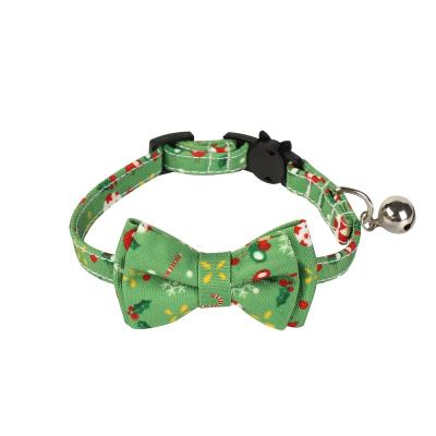 China Padded Christmas Pet Collar With Bow Link Jingle Bell Collar Pet Accessories Christmas Holiday for sale