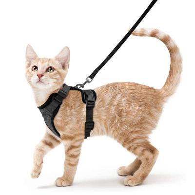 China Padded Adjustable Cat Leash Cat Harness Set Breathe Free Reflective Cat Vest and Leash Set for sale