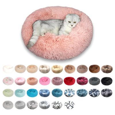 China Travel Washable Soft Donut Plush Dog Plush Pillow Comfortable Pet Lying Bed for sale