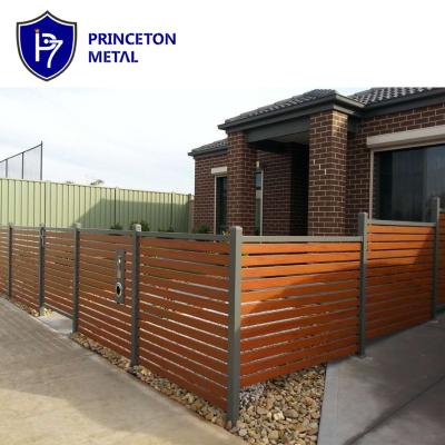 China Hot Sales Easily Assembled Aluminum Wood Grain Slat Fence Panels For Home for sale