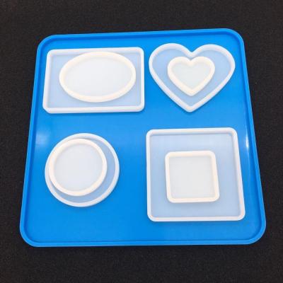 China Silicone Mold Diy Crystal Glue Clay Plate Mold Rectangular Mirror Square Round Mudboard Drip Table for sale