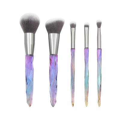 China Hot 5pcs Face Make Up Brush Design Ergonomic Crystal Transparent Handle Makeup Brushes Set for sale