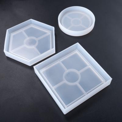 China Silicone Square Hexagon Plum Love Pendant DIY Disc Base Cup Coaster Mold 5 Viable Crystal Epoxy for sale