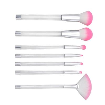 China Beauty Care Make Tools Wholesale Quality Chrome Clear Color Body Makeup Brush 7pcs Logo Makeup Brush Set Custom Beauty Care Make Tools Black Or Blue for sale