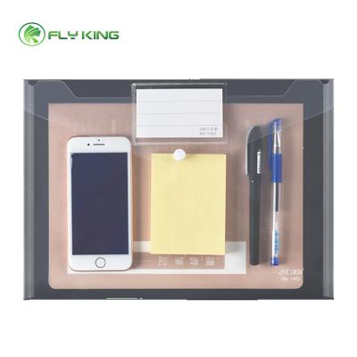 China Custom Plastic Transparent Document Bag A4 PP Envelope Folder With Button for sale