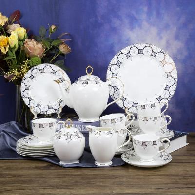 China Sustainable 24 Pcs Porcelain Dinner Sets Bone China Dinner Set Fine White Complete Contemporary Empty Dinner Set for sale