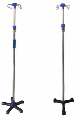 China Hospital furniture 4 hooks stainless steel infushion iv pole stand with five round base wheels for sale