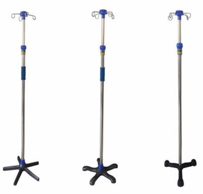 China Competitive Stainless steel adjustable height hospital use iv pole 2 hooks for sale