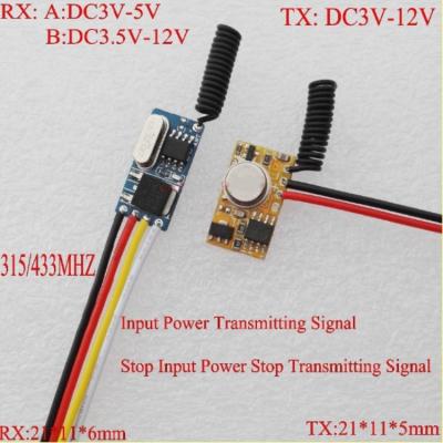 China DC3V-12V Module DC3.5v-12v Remote Receiver3.7V 4.5V 5V6V9V RXTX 21*11*5mm Receiver-Transmitter 315/433MHZ Mini Remote Control Switch Micro for sale