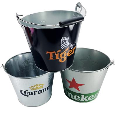 China New Design Cooler Mini Beer Barrel Disco Ball Metal Stocked With Clear Handle Ice Bucket for sale