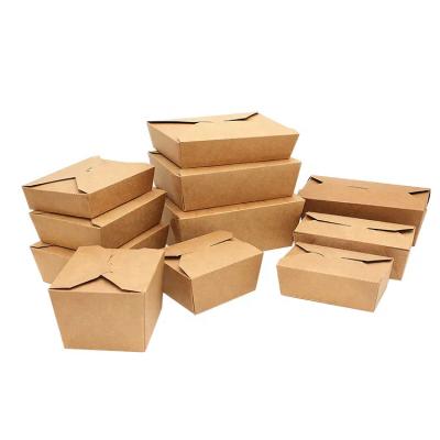 China Recycled Materials Take Out Food Containers Kraft Brown Take Out Boxes Leak and Grease Resistant To Go Lunch Box for Restaurant Catering and Party for sale