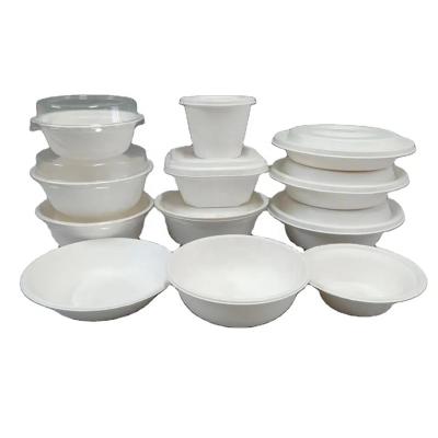 China Bio-degradable Disposable Compostable Salad Bowls Made from 100% Sugarcane Fiber Microwave Safe Paper Bowls for Soup Salad Ramen Popcorn for sale