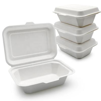 China Bio-degradable Customized 600ml 1000ml disposable biodegradable microwave safe lunch box bagasse take out food container for hot dog for sale