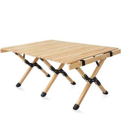 China Portable Solid Wood Camping Tables Picnic Table Easy Carry Folding Wooden Roll Up Travel Table for sale