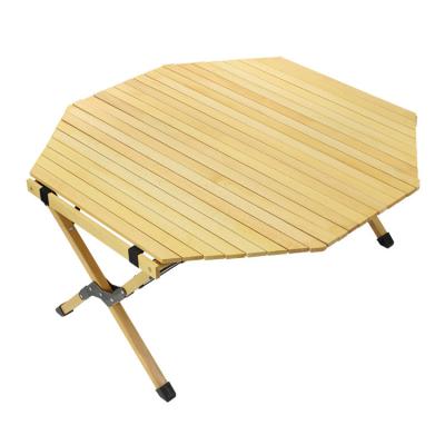 China Folding Camping Table Solid Wood Easy Carry Roll Up Portable Folding Table Top Travel Picnic Table for sale