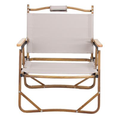 China Easy-carry folding outdoor aluminum camping hiking portable backpack chair wood grain beach chair for sale